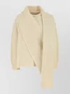 Jil Sander Wool Sweater With Dropped Shoulders And Long Scarf In Neutral