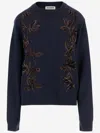 Jil Sander Wool Sweater With Floral Pattern In Blue