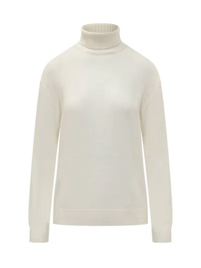 Jil Sander Wool Sweater With Logo In White Snow
