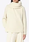 Jil Sander Ivory Sweater In Wool With Scarf In Neutral