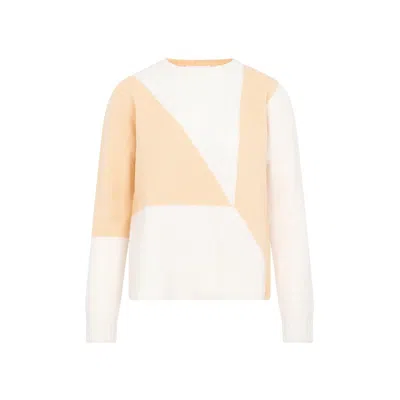 Jil Sander Geometric Intarsia Wool Sweater With Ribbed Finish In Orange