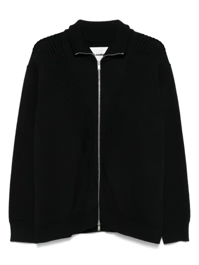JIL SANDER JIL SANDER WOOL SWEATHER WITH ZIP UP ELEMENT
