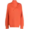 Jil Sander Long Sleeves Foulard Neck Cardigan Clothing In Orange