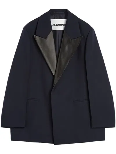 Jil Sander Wool Tailored Jacket In Blue