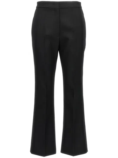 Jil Sander High Waist Flared Wool Trousers With Front Crease In Black