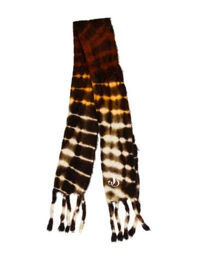 Pre-owned Jil Sander Wool Tie-dye Print Scarf In Neutral