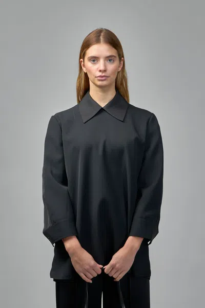 Jil Sander Wool Top With Collar In Black