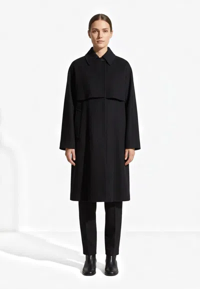 Jil Sander Wool Trench Coat With Cape Storm Flaps In Black