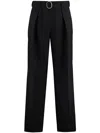 Jil Sander Men Black Wool Gabardine Belted Trousers In 黑色