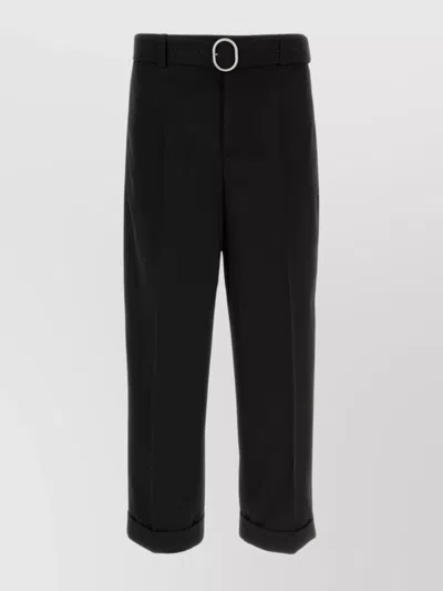 Jil Sander Wool Trousers With Back Pockets And Front Pleats In Black