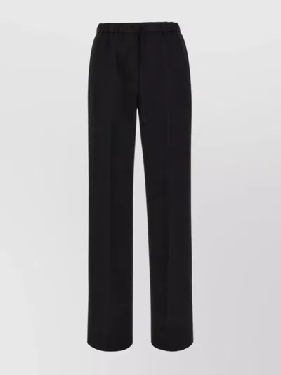 Jil Sander Wool Trousers With Elastic Waistband And Side Pocket In Black