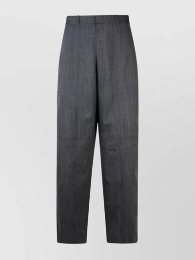 Jil Sander Wool Trousers With Wide Leg And Cuffed Hem In Gray