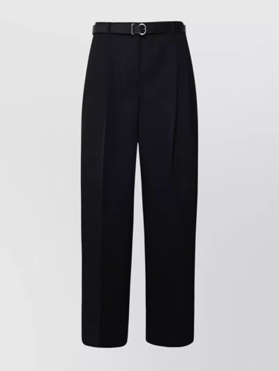 Jil Sander Wool Trousers With Wide Leg And Pleats In Black