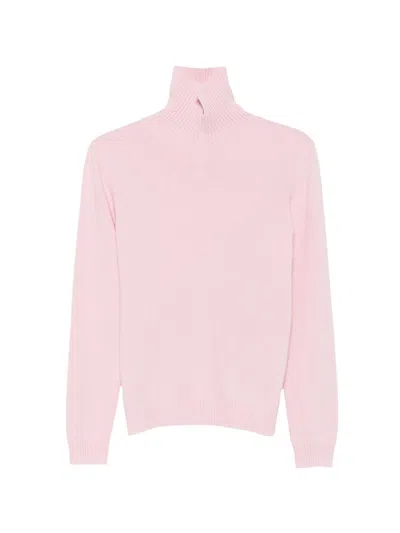 Jil Sander Wool Turtle Neck Sweater In Pink