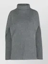 Jil Sander Wool Turtleneck Cape Ribbed Texture