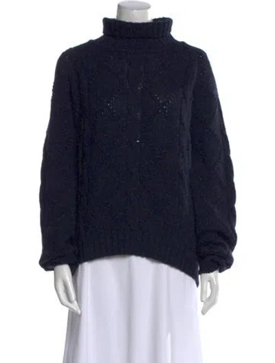 Pre-owned Jil Sander Wool Turtleneck Sweater In Blue
