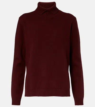 Jil Sander Wool Turtleneck Sweater In Burgundy
