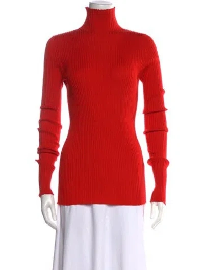 Pre-owned Jil Sander Wool Turtleneck Sweater In Red