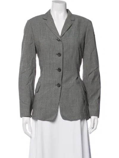 Pre-owned Jil Sander Wool Tweed Pattern Blazer In Grey