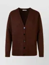 Jil Sander Womens Espresso V-neck Relaxed-fit Wool-bouclé Cardigan