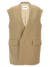 Jil Sander Flap Pockets Oversized Tailored Vest In Beige