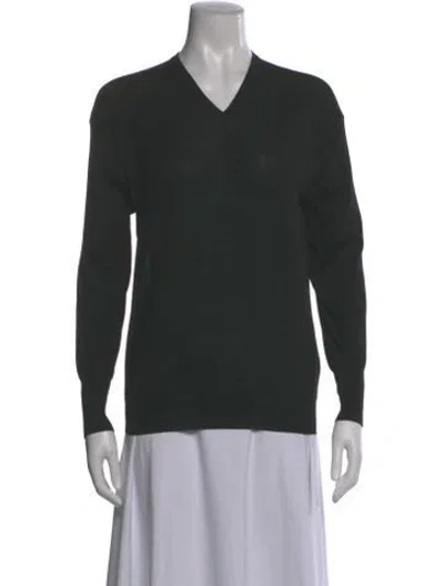 Pre-owned Jil Sander Wool V-neck Sweater In Black