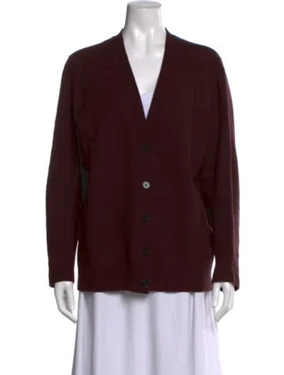 Pre-owned Jil Sander Wool V-neck Sweater In Brown