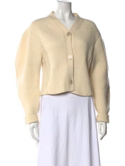 Pre-owned Jil Sander Wool V-neck Sweater In Neutrals