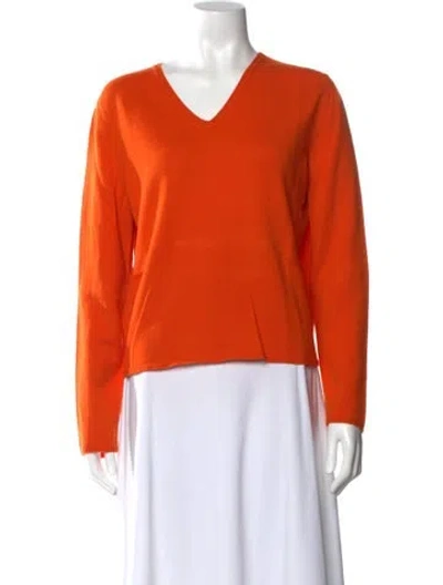 Pre-owned Jil Sander Wool V-neck Sweater In Orange