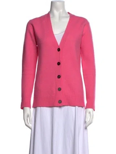 Pre-owned Jil Sander Wool V-neck Sweater In Pink