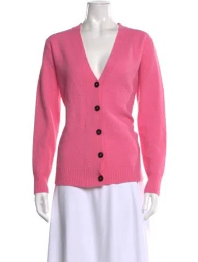 Pre-owned Jil Sander Wool V-neck Sweater In Pink