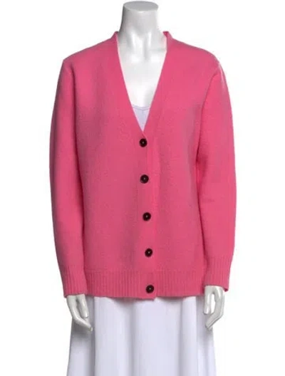 Pre-owned Jil Sander Wool V-neck Sweater In Pink