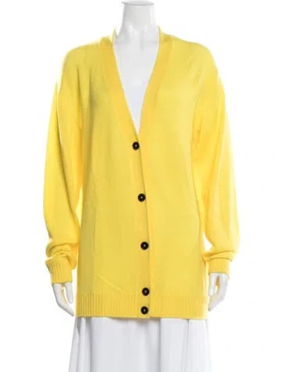 Pre-owned Jil Sander Wool V-neck Sweater W/ Tags In Yellow