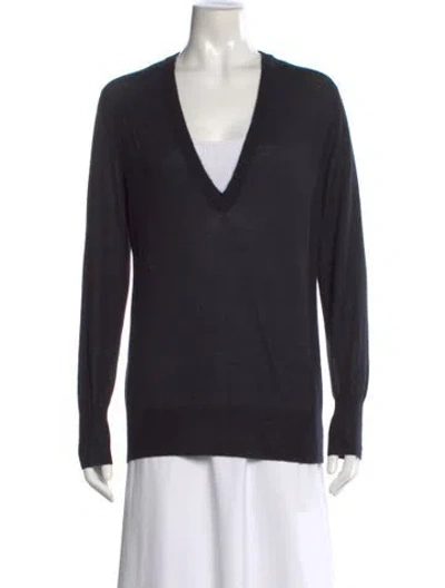 Pre-owned Jil Sander Wool V-neck Top In Black