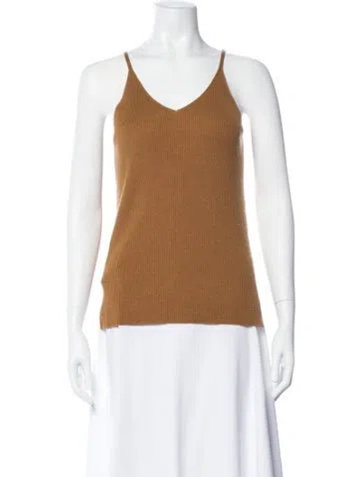 Pre-owned Jil Sander Wool V-neck Top In Brown