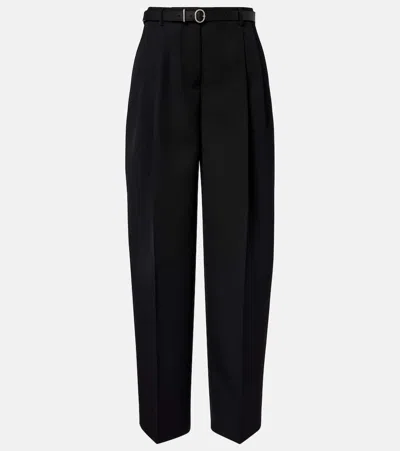 Jil Sander Wool Wide-leg Pants In Black