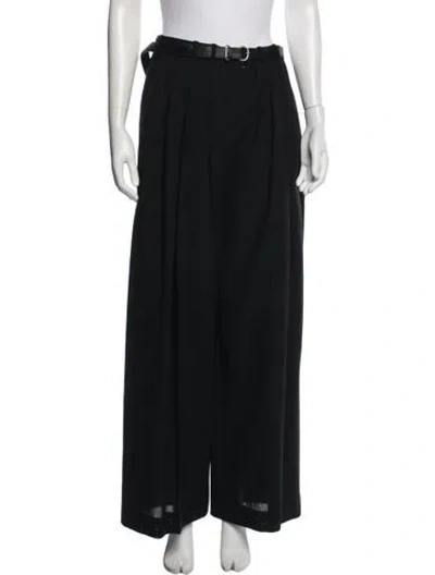 Pre-owned Jil Sander Wool Wide Leg Pants In Black