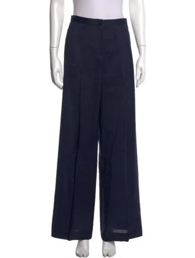 Pre-owned Jil Sander Wool Wide Leg Pants In Blue