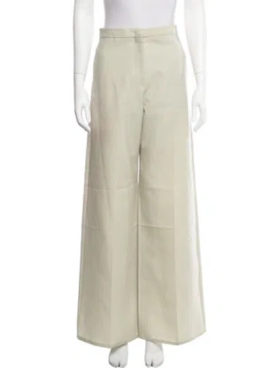 Pre-owned Jil Sander Wool Wide Leg Pants In Neutrals