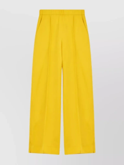 Jil Sander Wool Wide-leg Trousers With Dart Detailing In Yellow