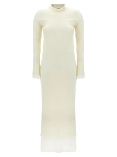 Jil Sander Wool With Removable Petticoat Dress In Neutral
