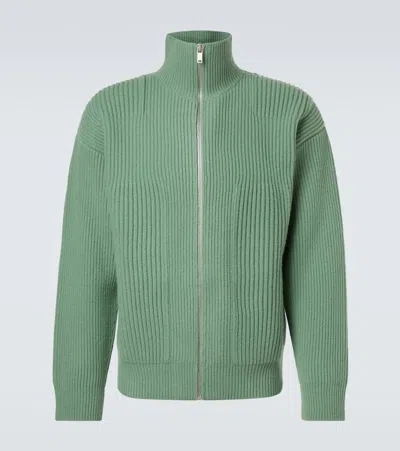 Jil Sander Wool Zip-up Cardigan In Green