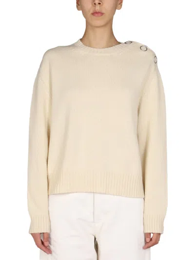 Jil Sander Wool-blend Buttoned Sweater In Brown