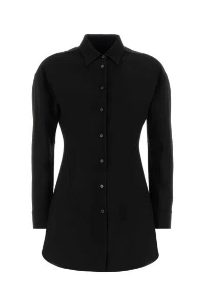 Jil Sander Wool-blend Button-front Shirt In Black