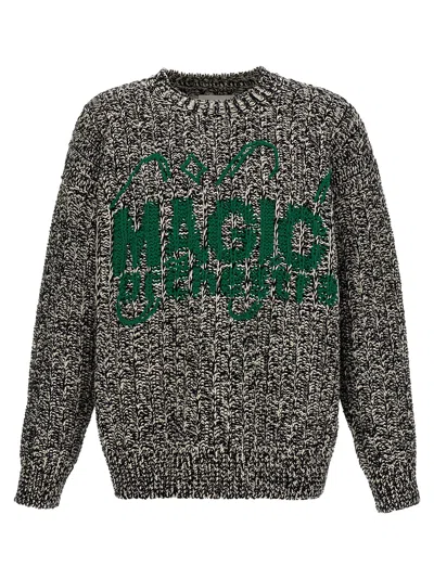 Jil Sander Wool-blend Jacquard Logo Sweater In Gray