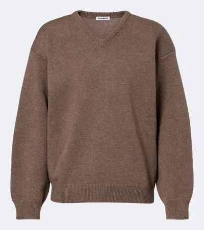 Jil Sander Wool-blend Sweater In Brown