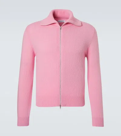Jil Sander Wool-blend Zip-up Sweater In Pink