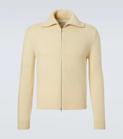 Jil Sander Wool-blend Zip-up Sweater In Yellow