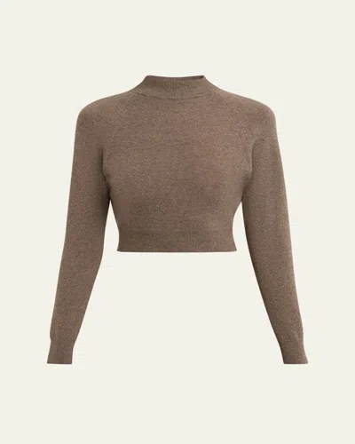 Jil Sander Wool-cashmere Crop Crewneck Sweater In Brown