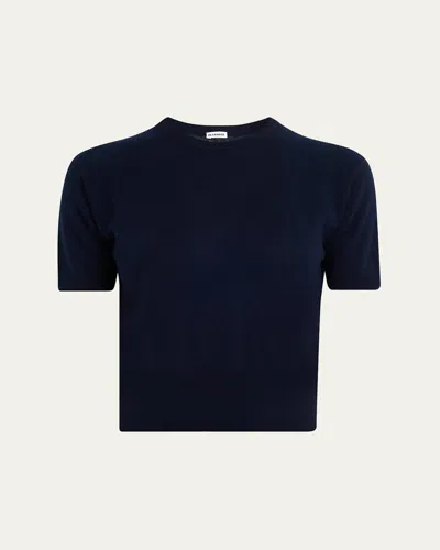Jil Sander Wool-cashmere Knit Short-sleeve T-shirt In Blue